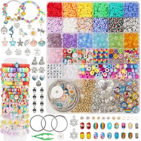 Girls Bracelet Making Kit,Friendship Bracelet Kit Gifts for Teen Girls,Clay Beads&Glass Seed Beads&Pony Beads with Charms,Art and Craft Gifts for Christmas,Toys for Age 5 6 7 8 9 10 11 12 13