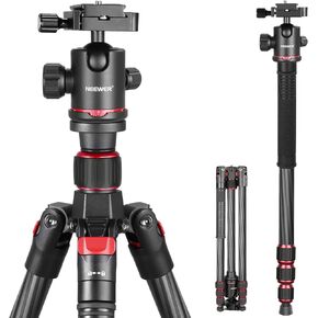 Neewer Carbon Fiber 66 inches/168 centimeters Camera Tripod Monopod with 360 Degree Ball Head,1/4 inch Quick Shoe Plate,Bag for DSLR Camera,Video Camcorder,Load up to 26.5 pounds/12 kilograms