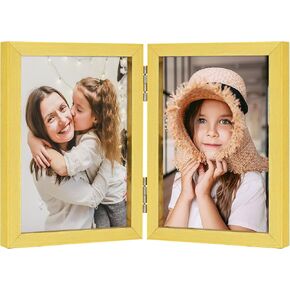 إطارات صور مزدوجة من ORIVAN مقاس 5x7 وإطارات صور قابلة للطي مع إطارات حامل عمودي زجاجي (أسود)
