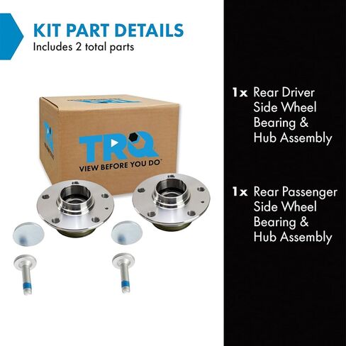 TRQ Rear Wheel Hub & Bearing Pair LH & RH for Audi Eos Golf GTI Rabbit A3 VW in Kuwait