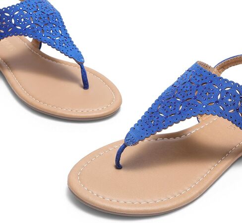 DREAM PAIRS Women's T-Strap Gladiator Flat Sandals | Thong Rhinestone Dressy Casual Wear Cute Comfort Ankle Strap with Buckle Closure Sandals for Summer Beach in Saudi Arabia