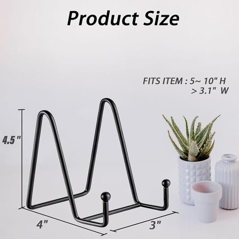 SEUNGCH 12Pcs Black Plate Stands for Displays 4.3Inch, Iron Picture Frame Stand Holder Easels, Metal Book Display Stand for Book, Photo Easel, Decorative Plate, Dish in Kuwait