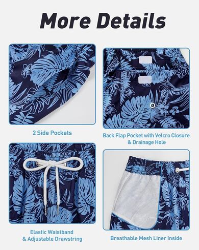 Enlision Mens Swim Trunks Beach Shorts Quick Dry Hawaiian Swimming Shorts with Mesh Lining Swimwear Bathing Suit for Men in Saudi Arabia