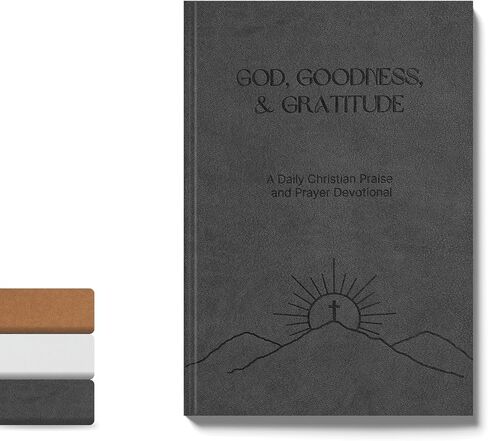 Gratitude Gifted Christian Prayer Journal - God, Goodness & Gratitude - Faith-Based Gratitude and Devotional Journal for Daily Prayers, Bible Study, and Spiritual Growth - Light Brown Leather Hardcover in Kuwait