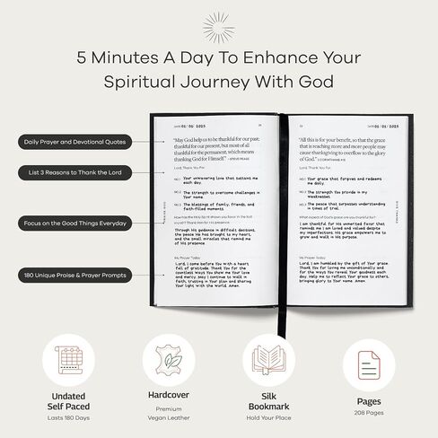 Gratitude Gifted Christian Prayer Journal - God, Goodness & Gratitude - Faith-Based Gratitude and Devotional Journal for Daily Prayers, Bible Study, and Spiritual Growth - Light Brown Leather Hardcover in Kuwait