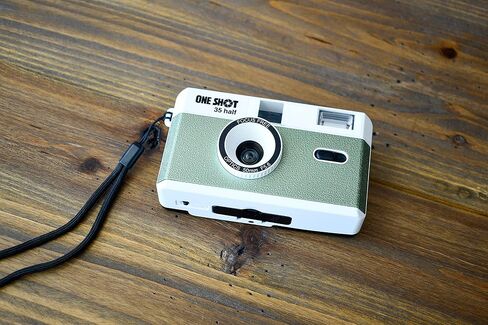1 Shot Point and Shoot 35mm Film Camera Reusable One Shot Half Frame Camera, Built in Flash, Bundled with One Roll ASA/ISO 400 Black & White Film 18 Exp, Battery is Not Included (Brown Color) in Saudi Arabia