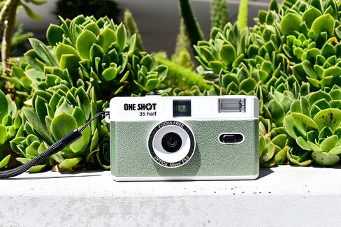 1 Shot Point and Shoot 35mm Film Camera Reusable One Shot Half Frame Camera, Built in Flash, Bundled with One Roll ASA/ISO 400 Black & White Film 18 Exp, Battery is Not Included (Brown Color) in Saudi Arabia