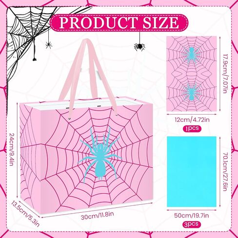 Spider Birthday Gift Bag Spider Birthday Party Paper Bags with Handles Tissue Paper and Card Red Black Spider Webs Wrapping Bag Spider Party Decorations for Boys Men Birthday Christmas Supplies in Saudi Arabia