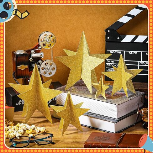 45 Pcs Star Centerpieces for Tables 3D Movie Night Supplies Star Decorations Gold Movie Night Party Decorations 3 Sizes 8" 5" 3" Red Carpet Film Show Theme Birthday Party Table Decoration in Kuwait