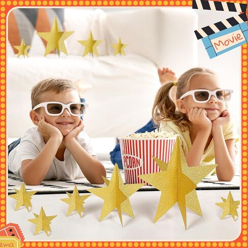 45 Pcs Star Centerpieces for Tables 3D Movie Night Supplies Star Decorations Gold Movie Night Party Decorations 3 Sizes 8" 5" 3" Red Carpet Film Show Theme Birthday Party Table Decoration in Kuwait