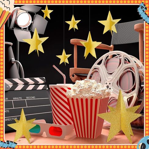 45 Pcs Star Centerpieces for Tables 3D Movie Night Supplies Star Decorations Gold Movie Night Party Decorations 3 Sizes 8" 5" 3" Red Carpet Film Show Theme Birthday Party Table Decoration in Kuwait