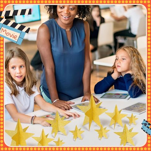 45 Pcs Star Centerpieces for Tables 3D Movie Night Supplies Star Decorations Gold Movie Night Party Decorations 3 Sizes 8" 5" 3" Red Carpet Film Show Theme Birthday Party Table Decoration in Kuwait