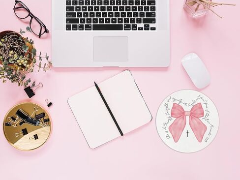 QUICQOD Pink Trendy Coquette Mouse Pad,Girly Bows Heart Cake Round Mouse Pad,Retro Non-Slip Rubber Base Mousepads for Home Office Dorm Desk Decor,Teen Girl Women Gifts,8.7 x 8.7 Inch in Kuwait