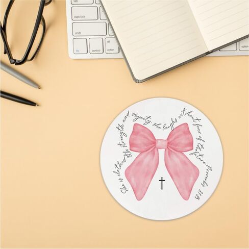 QUICQOD Pink Trendy Coquette Mouse Pad,Girly Bows Heart Cake Round Mouse Pad,Retro Non-Slip Rubber Base Mousepads for Home Office Dorm Desk Decor,Teen Girl Women Gifts,8.7 x 8.7 Inch in Kuwait