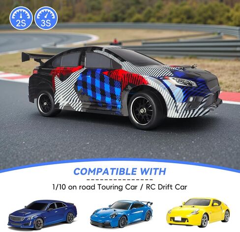 AllinRC PreGlued Aluminum 12mm Hex RC Wheels and Tires OD 2.56" for 1/10 On-Road Touring Car RC Drift Car, Set of 4 (Edition C) in Kuwait