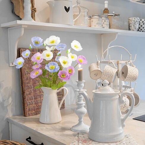 6 Pcs Artificial Poppy Flowers Silk Fake Poppy Flowers with Stems Faux Poppy Spring Flowers Real Touch Flowers for Home Kitchen Wedding Decorations Floral Arrangement Table Centerpiece in Saudi Arabia