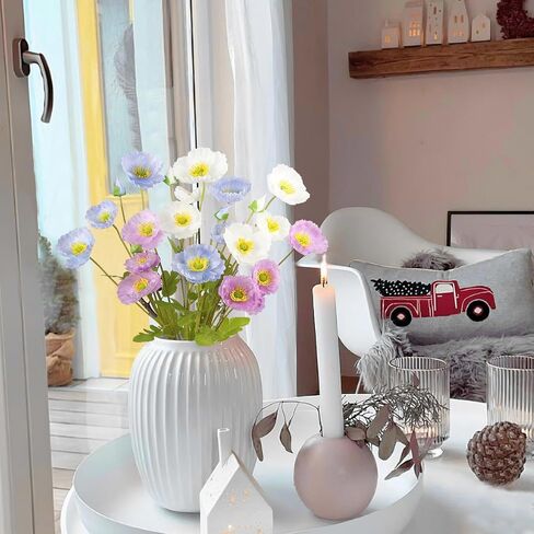 6 Pcs Artificial Poppy Flowers Silk Fake Poppy Flowers with Stems Faux Poppy Spring Flowers Real Touch Flowers for Home Kitchen Wedding Decorations Floral Arrangement Table Centerpiece in Saudi Arabia