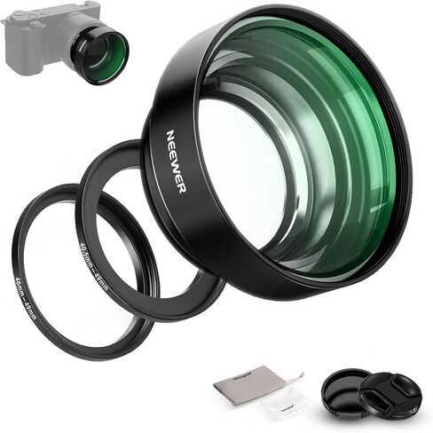 NEEWER 40.5mm HD Wide Angle Lens Compatible with Sony ZV-1F ZV-E10 A5000 A6000, 2 in 1 18mm Wide Angle & 10x Macro Additional Lens with Extension Tube, Bayonet Mount Lens Adapter (LS-30, Black) in Saudi Arabia