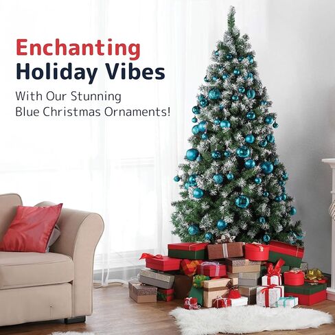 Prextex Christmas Tree Ornaments - Blue Christmas Ball Ornaments Set for Christmas, Holiday, Wreath & Party Decorations (36 pcs - Small, Medium, Large) Shatterproof in Kuwait