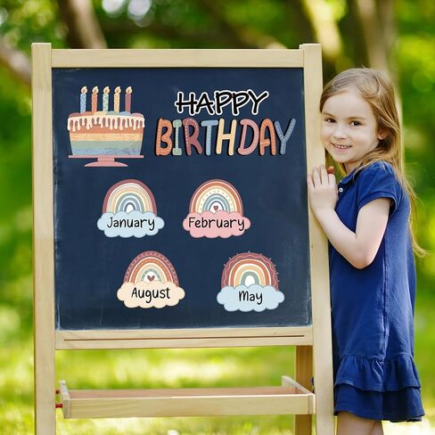Rainbow Happy Birthday Bulletin Board Rainbow Holiday Birthday Board Sign Let's Celebrate Happy Birthday Rainbow Cloud Accents Cutouts for Calendars Festival Bulletin Boards Wall Classrooms Decor in Saudi Arabia