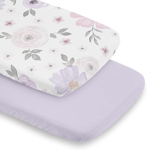 Sweet Jojo Designs Lavender Purple Baby or Toddler Fitted Crib Sheet for Watercolor Floral Collection in Saudi Arabia