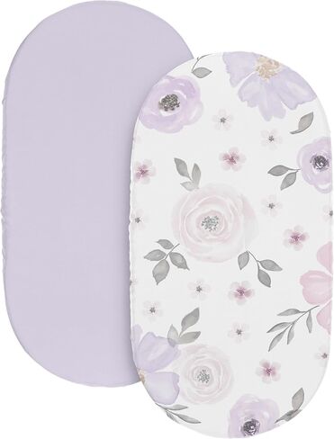 Sweet Jojo Designs Lavender Purple Baby or Toddler Fitted Crib Sheet for Watercolor Floral Collection in Saudi Arabia