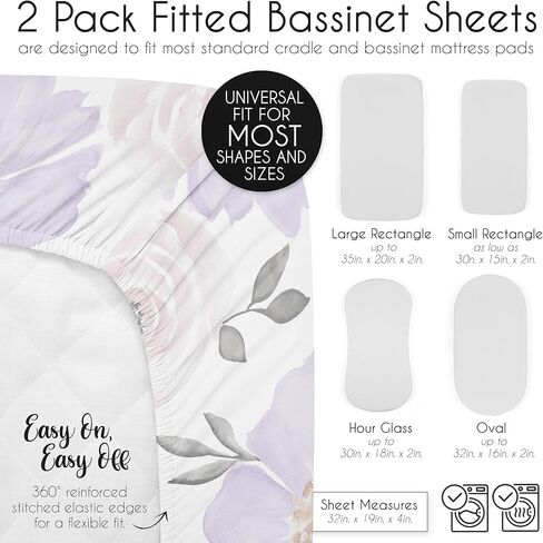 Sweet Jojo Designs Lavender Purple Baby or Toddler Fitted Crib Sheet for Watercolor Floral Collection in Saudi Arabia