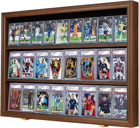 Grintus Baseball Card Display Case 24 Graded Sport Card Display Case Wall Mount with Clear View and UV Protection Acrylic Door for Baseball Football Basketball Hockey Trading Card Collection, Black in Kuwait