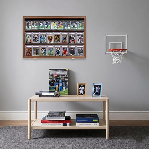 Grintus Baseball Card Display Case 24 Graded Sport Card Display Case Wall Mount with Clear View and UV Protection Acrylic Door for Baseball Football Basketball Hockey Trading Card Collection, Black in Kuwait