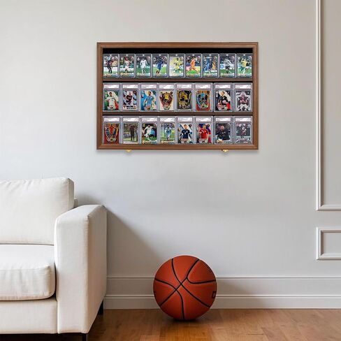 Grintus Baseball Card Display Case 24 Graded Sport Card Display Case Wall Mount with Clear View and UV Protection Acrylic Door for Baseball Football Basketball Hockey Trading Card Collection, Black in Kuwait