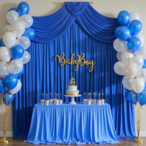 30 ft x 10 ft Wrinkle Free White Backdrop Curtain for Wedding Parties, Polyester Photo Backdrop Drapes for Baby Shower Birthday Party Backdrop Stand, Bulk Thick Background Curtains, 5x10FT 6 Panels in Saudi Arabia