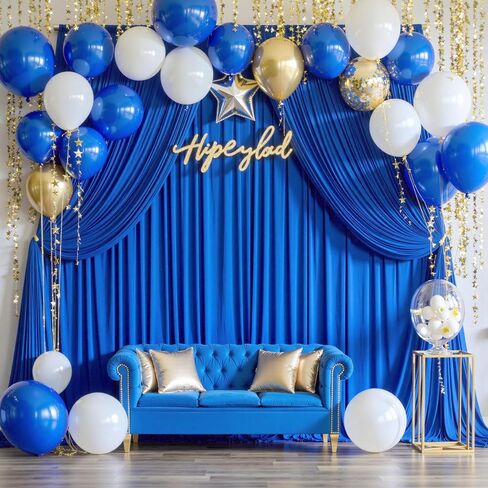 30 ft x 10 ft Wrinkle Free White Backdrop Curtain for Wedding Parties, Polyester Photo Backdrop Drapes for Baby Shower Birthday Party Backdrop Stand, Bulk Thick Background Curtains, 5x10FT 6 Panels in Saudi Arabia