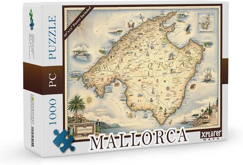 Alaska Inside Passage Map Cardboard Jigsaw Puzzle - 1000 Pieces, Hand-Illustrated - Educational, Family Activity, Ages 7+, Includes Poster - 25.4 x 19.8 in Kuwait