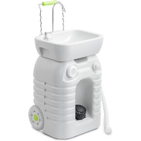 YITAHOME Portable Camping Sink, 45 L Handwashing Station with Adjustable Wash Basin, Soap Dispenser, Metal Handle, Large Wheels for Outdoor, Travel, Boat, Gather, Garden, Worksite, White in Kuwait