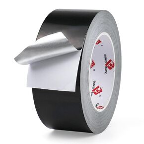 BOMEI PACK Black Aluminum Tape,Black Foil Tape HVAC Sealing & Patching Hot Cold Air Duct Tape Aluminum Foil Tape for Pipe, Metal Repair, HVAC, Air Ducts, Insulation (4 Inch)