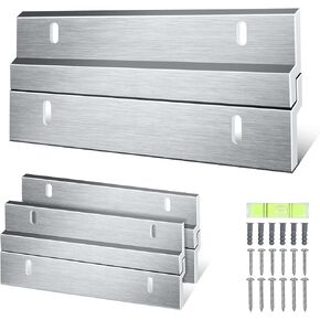 Houseables French Cleat, Picture Hanger Kit, 3 Pair, 6 Inch, 50 Lbs Capacity, Aluminum, Mirror Hanging Hardware, Z Bar Clip Rail Bracket, Wall Mount Hangers w/ Nails, White Board Mounting, Shelf, Art
