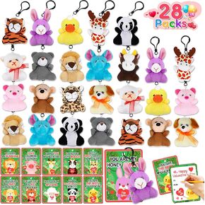 Aitbay 30 Pack Mini Plush Animals Toys Set, Cute Small Stuffed Animal Keychain Set for Party Favors, Kids Valentine Gift Easter Egg Filter, Goodie Bag Fillers, Carnival Prizes, Classroom Rewards