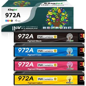 مجموعة خراطيش الحبر Kingjet 972A البديلة لخراطيش الحبر HP 972A 972X 972 تعمل مع PageWide 377dw PageWide Pro 477DW 477DN 577DW 577z 552DW 452DN 452DW 352DW P55250DW P57750DW، 4 عبوات