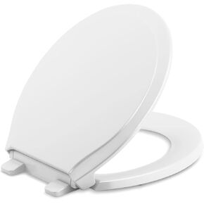 Kohler K-78052-0 Rutledge Round Toilet Seat, with Grip-Tight Bumpers, Quiet-Close Seat, Quick-Release Hinges, Quick-Attach Hardware, No Slam Toilet Seat, White