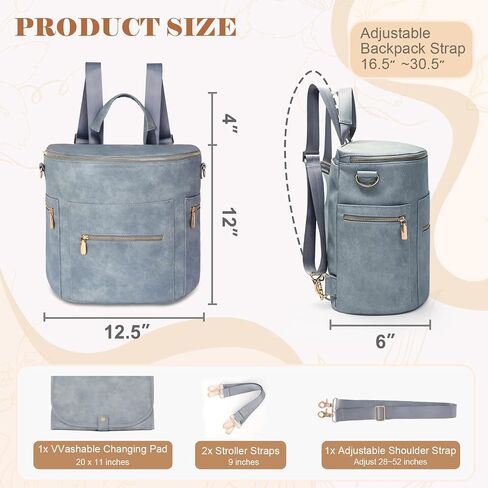 miss fong Diaper Bag Backpack Baby Diaper Bag, Large Leather Diaper Backpack with 16 Pockets Travel Diaper Bag with Diaper Changing Pad, Pañaleras Para Bebe for Moms(Convertible, Peanut) in Saudi Arabia