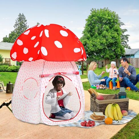 Play Tent for Kids Pop Up Tent Indoor Outdoor Boys and Girls Playhouse with Exquisite Design for Imaginative Mushroom Tent by CRAWLBO Patented (Pink, Small) in Kuwait