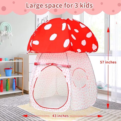 Play Tent for Kids Pop Up Tent Indoor Outdoor Boys and Girls Playhouse with Exquisite Design for Imaginative Mushroom Tent by CRAWLBO Patented (Pink, Small) in Kuwait