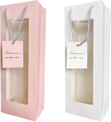 hansware 2pcs النبيذ هدية حقيبة أكياس النبيذ لزجاجات النبيذ الهدايا ورقة أكياس هدية زجاجة مع مقابض لعيد الحب، الزفاف، عيد الفصح، عيد الميلاد، استحمام الطفل، حفلة عيد ميلاد، أخضر 14 in Kuwait