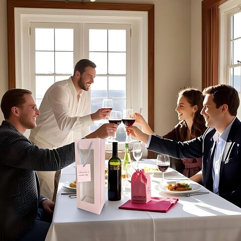 hansware 2pcs النبيذ هدية حقيبة أكياس النبيذ لزجاجات النبيذ الهدايا ورقة أكياس هدية زجاجة مع مقابض لعيد الحب، الزفاف، عيد الفصح، عيد الميلاد، استحمام الطفل، حفلة عيد ميلاد، أخضر 14 in Kuwait