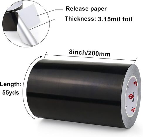 BOMEI PACK Black Aluminum Tape,Black Foil Tape HVAC Sealing & Patching Hot Cold Air Duct Tape Aluminum Foil Tape for Pipe, Metal Repair, HVAC, Air Ducts, Insulation (4 Inch) in Kuwait