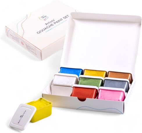 Gouache Paint Set 9 Colors, Mix in Kuwait