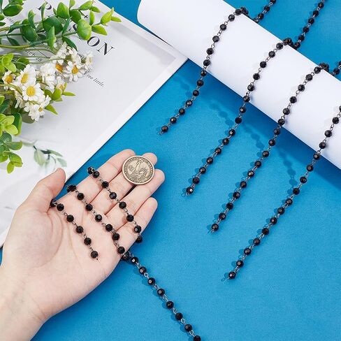 PH PandaHall 5 فروع 3.3 قدم سلسلة خرز زجاجي كريستالي الأوجه مع دبوس عين برونزي عتيق لقلائد وأساور وصنع المجوهرات in Kuwait