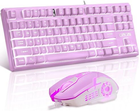 RGB Gaming Keyboard and Mouse Combo,USB Wired Custom Clear Keyboards | Rainbow LED Backlight Transparent Keyboard Mouse Set for Computer Windows PC PS4 Xbox Laptop in Kuwait