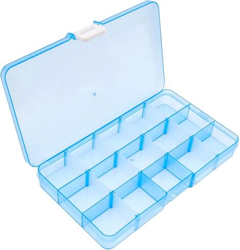 OriGlam 1pcs 17x10CM Plastic Organizer Storage Box with Adjustable Dividers, Jewelry Storage Container Box for Office Supplies Beads Crafts Fishing Tackles (Transparent) in Kuwait