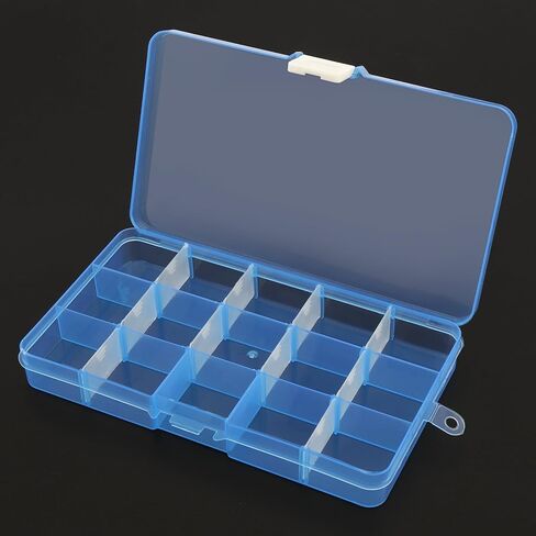OriGlam 1pcs 17x10CM Plastic Organizer Storage Box with Adjustable Dividers, Jewelry Storage Container Box for Office Supplies Beads Crafts Fishing Tackles (Transparent) in Kuwait